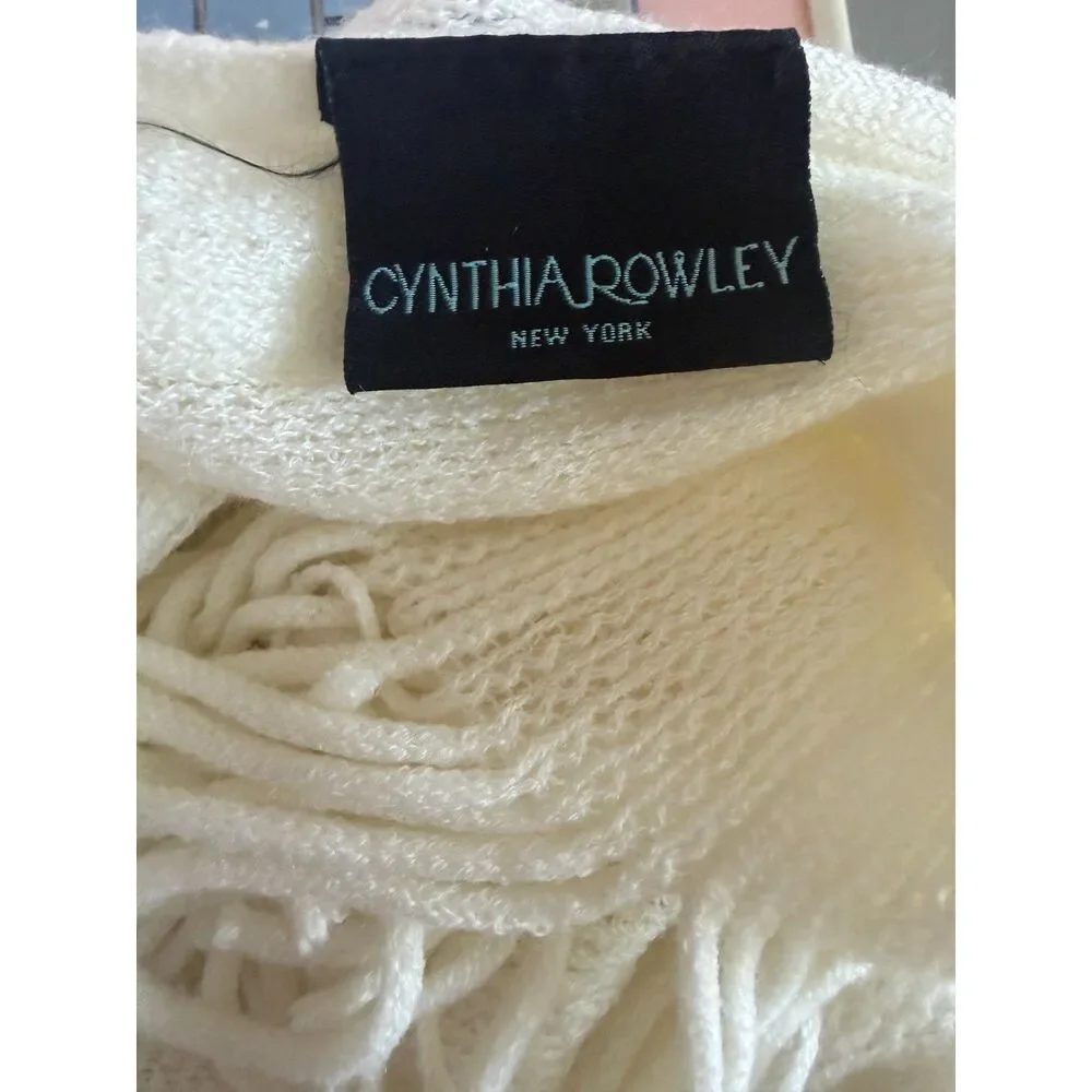 Cynthia Rowley Cream knit fringe thick scarf